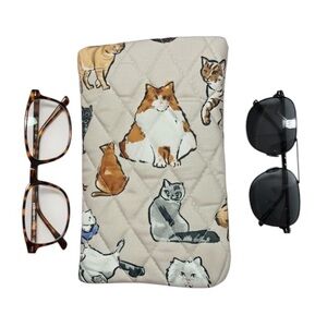 Vera Bradley A Cat's Life Double Eye Case Multi Cream Quilted Cotton EXACT NWT